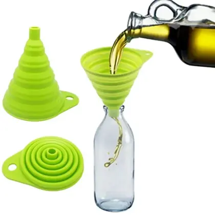 Embudo plegable de silicona, dispositivo dispensador de cuello largo plegable para cocina