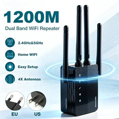1200Mbps 5Ghz WiFi Repeater Dual Band 2.4G&5GHz Wireless Extender WiFi Boos