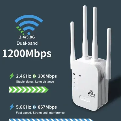 1200Mbps WiFi Repeater Wireless WIFI Extende WiFi Booster 2.4G/5G Dual-band