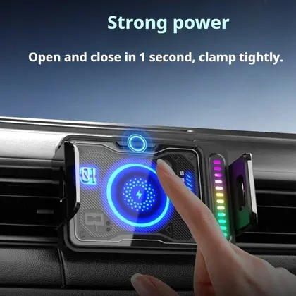 15W Wireless Car Charger Mount, Auto‑Clamp Air Vent Phone Holder, 90° Rotat