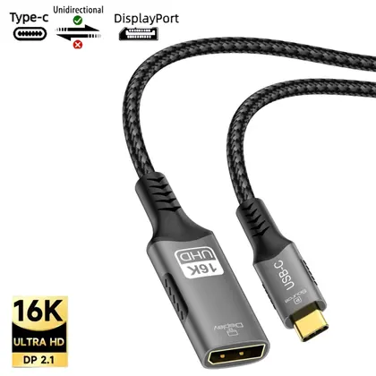 Cable 16K tipo C a DisplayPort 8K@60Hz 4K@120Hz 2K@240Hz USBC a DP 2.1