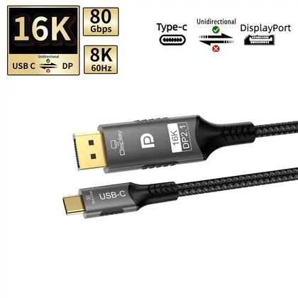 Cable USBC/Tipo-C de 16K a DisplayPort 8K@60Hz USB C unidireccional a DP Cor