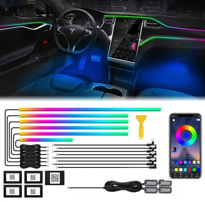 18in1 Neon Car Interior Ambient Light APP DIY Control Acrylic Strip Light