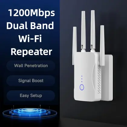 2.4G/5GHz Dual Band WiFi Repeater 1200Mbps Signal Router 802.11N Long Range