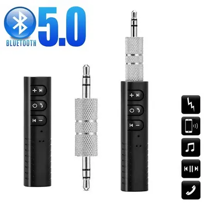2 In 1 Car Wireless Bluetooth 5.0 Transmitter 3.5mm Jack AUX Audio Car Audi