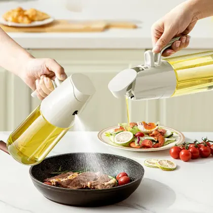 2in1 Oil Spray Bottle 500ml High Borosilicate Glass Cooking Oil Dispensers