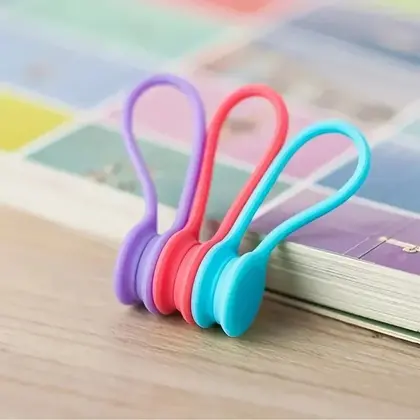 Magnetic Cable Ties Reusable Cable Winder Silicone USB Data Cord Managem