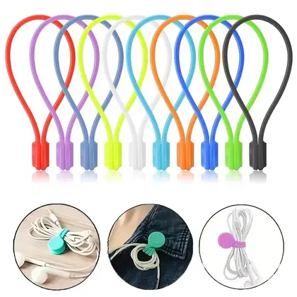 Reusable Magnetic Cable Ties Wire Winding Devices Silicone Magnetic Wire