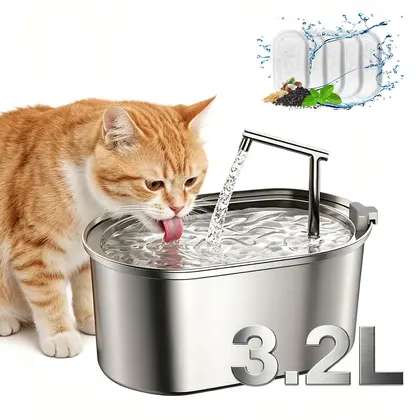 מזרקת מים מנירוסטה לחתולים שקטה