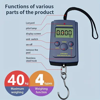40kg Multifunctional Mini Electronic Digital Portable Hanging Scale Weighs Tool