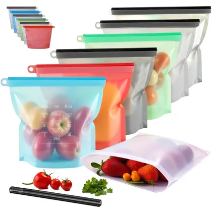 Silicone Food Storage Containers Leakproof Containers Reusable Stand Up Zip