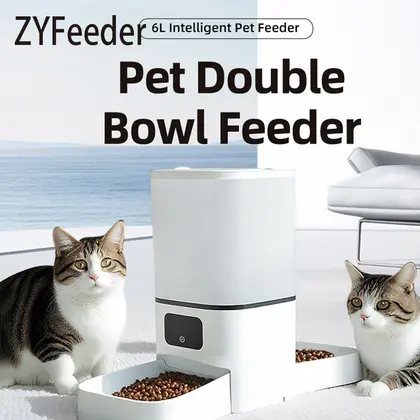 6L Double Bowl Tuya Smart WIFi Pet Feeder Automatic Cat Dog Slow Food Machi