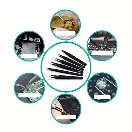 Herramientas de reparación de pinzas de acero inoxidable antiestáticas ESD para electrónica