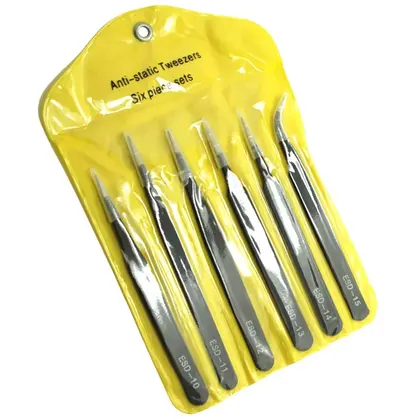 Juego de pinzas de precisión Reparación de pinzas de acero inoxidable antiestáticas ESD
