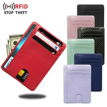 8 Slot Slim RFID Blocking Leather Wallet Credit ID Card Holder Purse Money