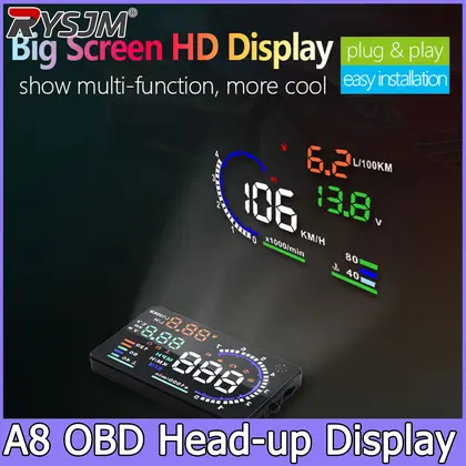 A8 OBD HUD Head-up Display Speedometer for Car Heads Up Display RPM Tachometer