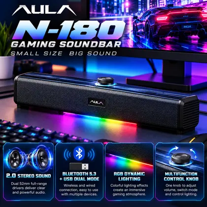 Barra de Sonido Gaming para Escritorio RGB Bluetooth