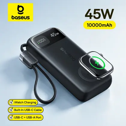 Baseus 45W 10000mAh Power Bank with 5W Magnetic Wireless Charging for iWatc