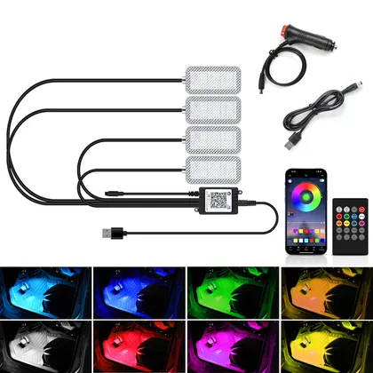 Kit de tiras LED de iluminación ambiental para el interior del coche