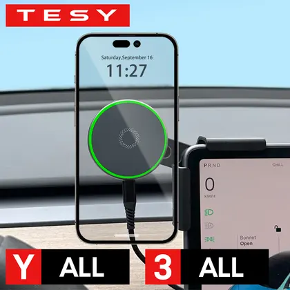 Car Phone Mount Holder 15W Magnetic Wireless Charger Compatible with MagSafe for