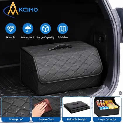 Car Trunk Organizer Folding Cargo Storage Box PU Leather Heavy Duty Waterpr