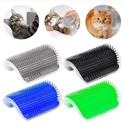 Cepillo de aseo para gatos, rascador y cepillo suave para esquina de pared,