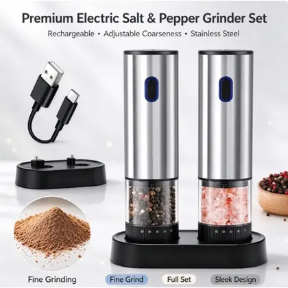 Christmas Stocking Stuffers 1pc/2pcs Electric Salt Pepper Grinder Automatic Rech