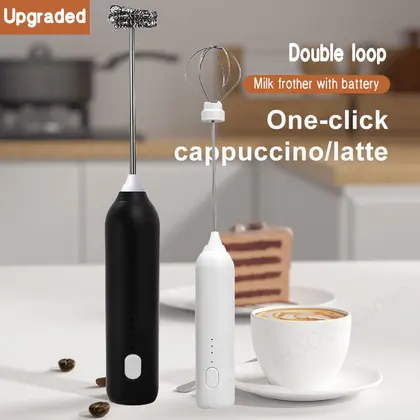 Electric Milk Frother 2 In 1 Rechargeable Blender Stainless Steel 3 Speeds