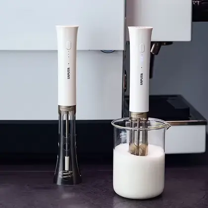 Electric Milk Frother Handheld USB Rechargeable Coffee Foam Maker Latte Cap