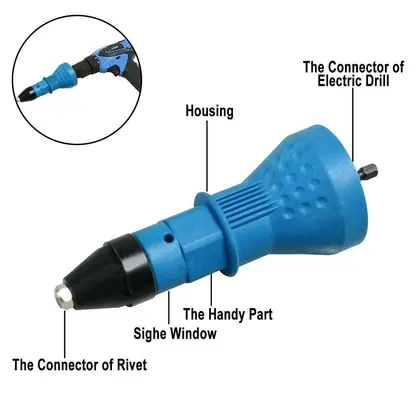 Adaptador de pistolas remachadoras eléctricas, remaches, herramientas de taladro eléctrico, remachado inalámbrico