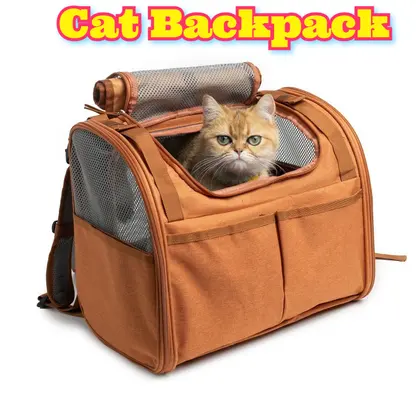 ‌Mochila expandible para gatos, transpirable, gran espacio, viaje para mascotas al aire libre