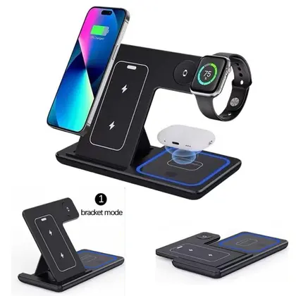 Fast Wireless Charger Charging Station Foldable Stand 3 in 1 for Samsung