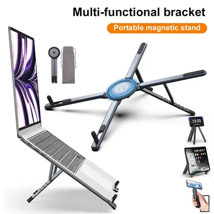 Foldable Magnetic Laptop Stand Aluminum Alloy Portable Adjustable Stand Hea