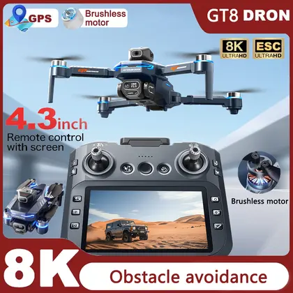 GT8 Foldable GPS RC Drone 8K HD ESC Camera Brushless Motor Obstacle Avoidan