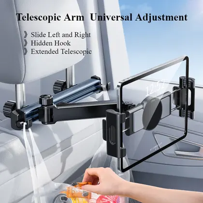 Hipacool-soporte telescópico para teléfono de coche, soporte para respaldo de asiento y tableta, ajuste del reposacabezas