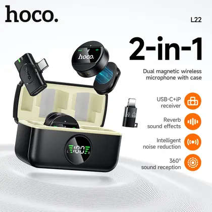 HOCO L22 2-in-1 Wireless Digital Microphones Magnetic Lavalier For iPhone Type