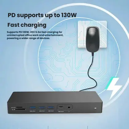 Horizontal USB C Docking Station, Multi-display Type C Hub with Dual 4K HDM