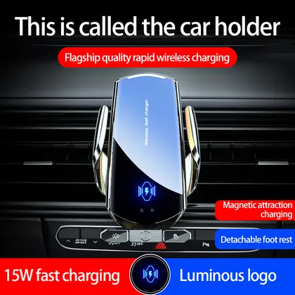 Infrared Sensor Auto Clamping Car Phone Holder 15W Fast Charger Car Mount