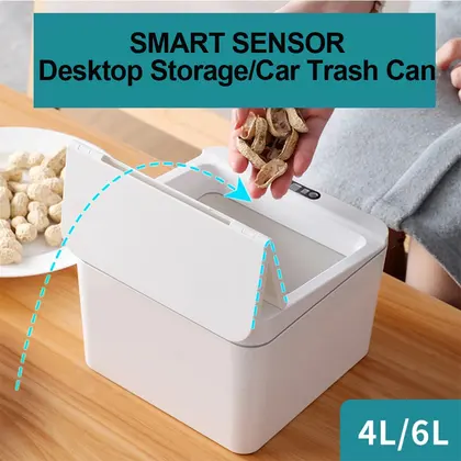 Mini cubo de basura de escritorio inteligente, sensor de movimiento infrarrojo automático sin contacto