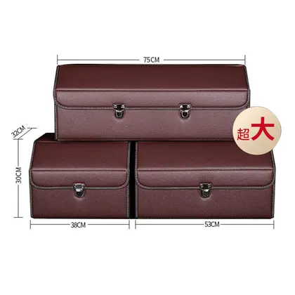 Large Capacity Black Car Trunk Organizer Pu Leather Collapsible Multi-Compa
