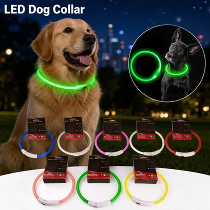 קולר מואר LED נטען לבטיחות לילה לכלב