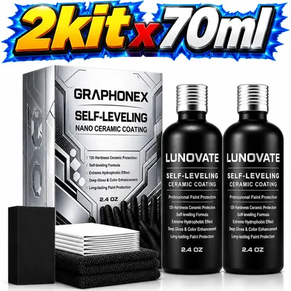 LUNOVATE 9H Ceramic Coating 2.4Oz, Self-Leveling Nano Paint Sealant, Hydrop