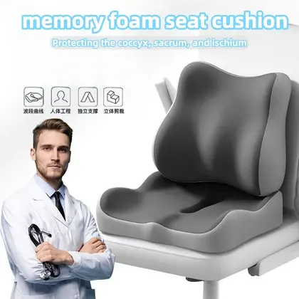 Memory Foam Seat Cushion Tailbone Sciatica Back Pain Relief Comfort Office