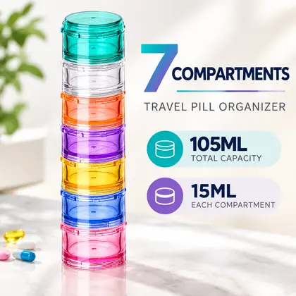 Mini Sealed Pill Organizer 7 Day Weekly Moisture Proof Portable Medicine