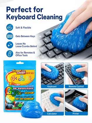 Multi-Function Cleaning Gel for Car Interior, Keyboard Dust Remover, Blue Cleani