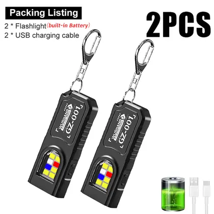 Multifunctional Keychain Flashlight USB Rechargeable Mini Flashlight With COB