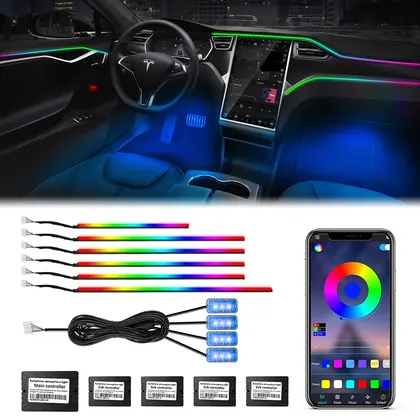 Neon Car Interior Ambient Lights APP DIY Control Acrylic Strip Light Guide