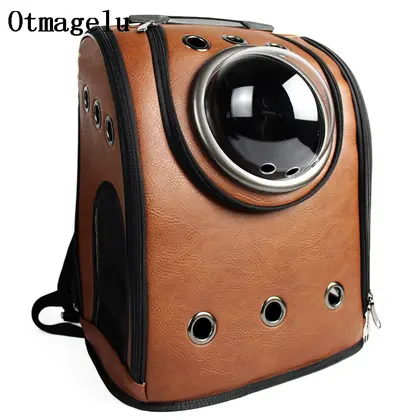 Nuevo Mochila Gato cápsula espacial de cuero con ventana de burbuja para cachorro gatito