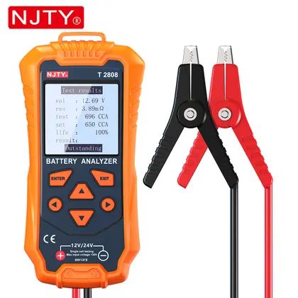 NJTY T2808 Battery Tester 12V/24V Automotive Battery Analyzer for Car/Truck