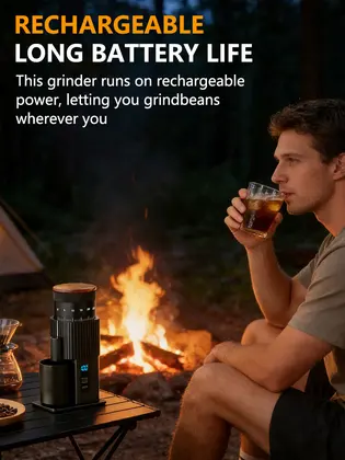 Portable Electric Coffee Grinder Rechargeable Stainless Steel Six-Star Burr